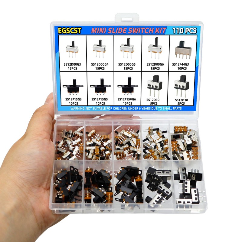 EGSCST 110PCS 9Values SPDT Micro Mini Slide Switch Kit 1p2t