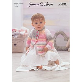 James Brett Double Knit Knitting Pattern Baby Jacket Cardigan & Hat (JB804)