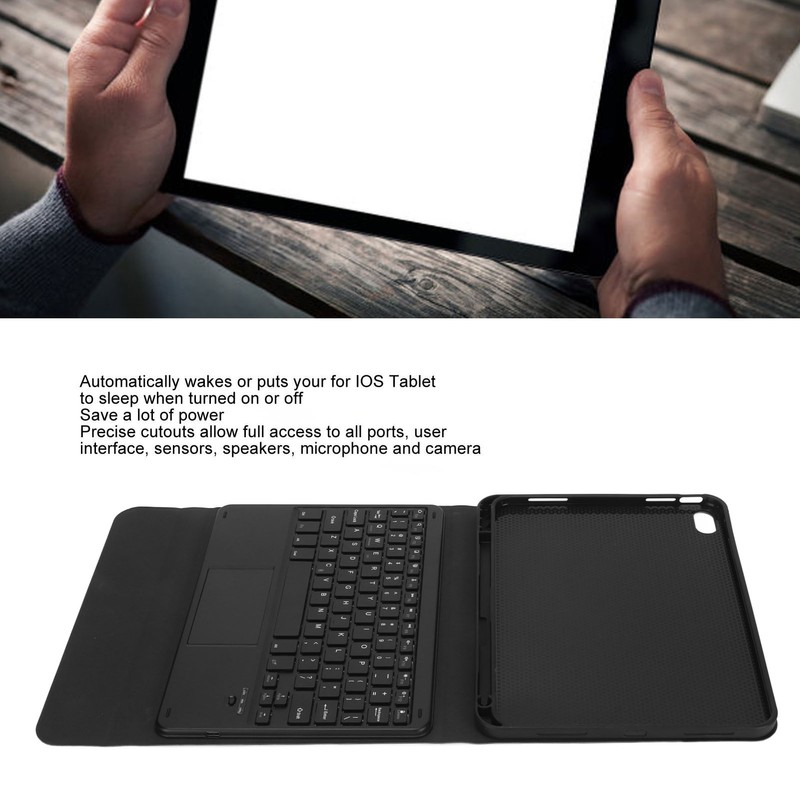 Tablet Case with Magnetic Keyboard Pencil Holder Touchpad for IOS
