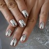 Coolnail 24pcs Short Round Mirror Fake Nails Metallic Silver Full