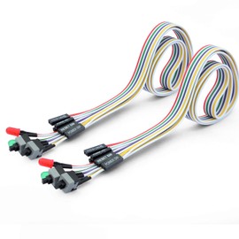 Ytian 2 Pieces 4 in 1 PC Power Switch Reset Hard Drive Cable LED Wire Mounting Kit for Computer