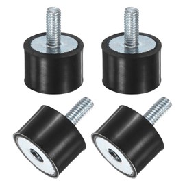 M METERXITY 4-Pack Rubber Mounts D15mmxH8mm Male/Female Vibration Isolators Cylindrical Shock Absorber W M4 x 10mm Studs for Air Compressor/Car/Pump/Boat/Garage Motor/Bobbins Rubber Isolators