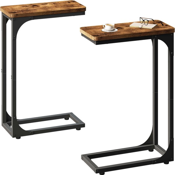 QEEIG Narrow C Shaped Side Table Set of 2 Living