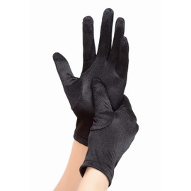 EORUBE 1920s Gloves for Women Wrist Length Short Satin Gloves Party Costume Gloves, black