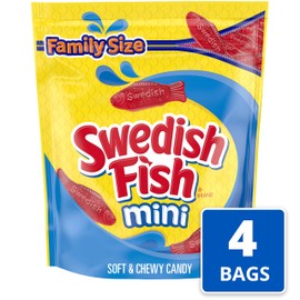 SWEDISH FISH Mini Soft & Chewy Candy, Family Size, 4 - 1.8 lb Bags