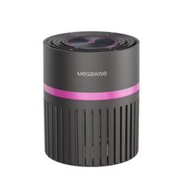 MEGAWISE Office Air Purifier with 3-in-1 HEPA Filter Desktop Air Cleaner for Smoke, Dust, Pet Dander, HEPA Air Purifier for Home and Bedroom, 100% Ozone Free (silvery)