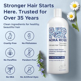 Nora Ross Classic Garlic Shampoo for Normal to Dry Hair, Cleanse Scalp to Hair Stands, Shampoo with Rosemary & Infused with Allium Sativum, Dandruff Cleansing Shampoo 32 Oz