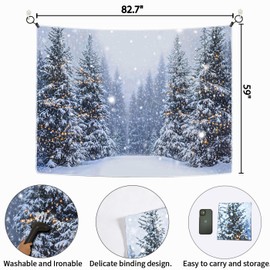 Ladvis Winter Forest Backdrop for Photography, Winter Wonderland Backdrop, 82.7"x59" Snowy Scenery Christmas Background Snow Outdoor Decor Indoor Xmas Family Kids Photo Shoot Props Holiday Picture