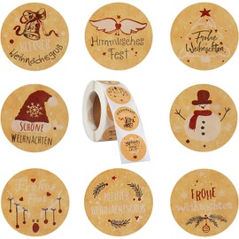 GUBOOM Pack of 500 Christmas Stickers, Round, Gift Stickers, Merry Christmas, Gift Stickers, Homemade Christmas Stickers for Christmas Presents