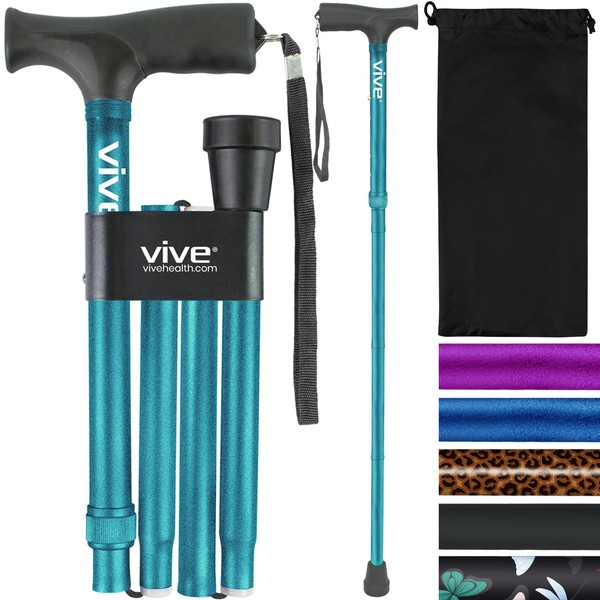 Vive Folding Cane - Foldable Walking Cane for Men, Women