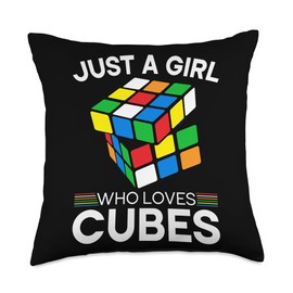 Just A Girl Who Loves Cubes Solving Speed Cubing Throw Pillow