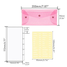 portafolios de sobres de dinero con 6 divisores con bolsillos y 2 pegatinas mensuales con pestañas, sobres reutilizables de presupuesto, bolsa de dinero de PVC con purpurina rosa, organizador para presupuestar cupones de recibos de facturas