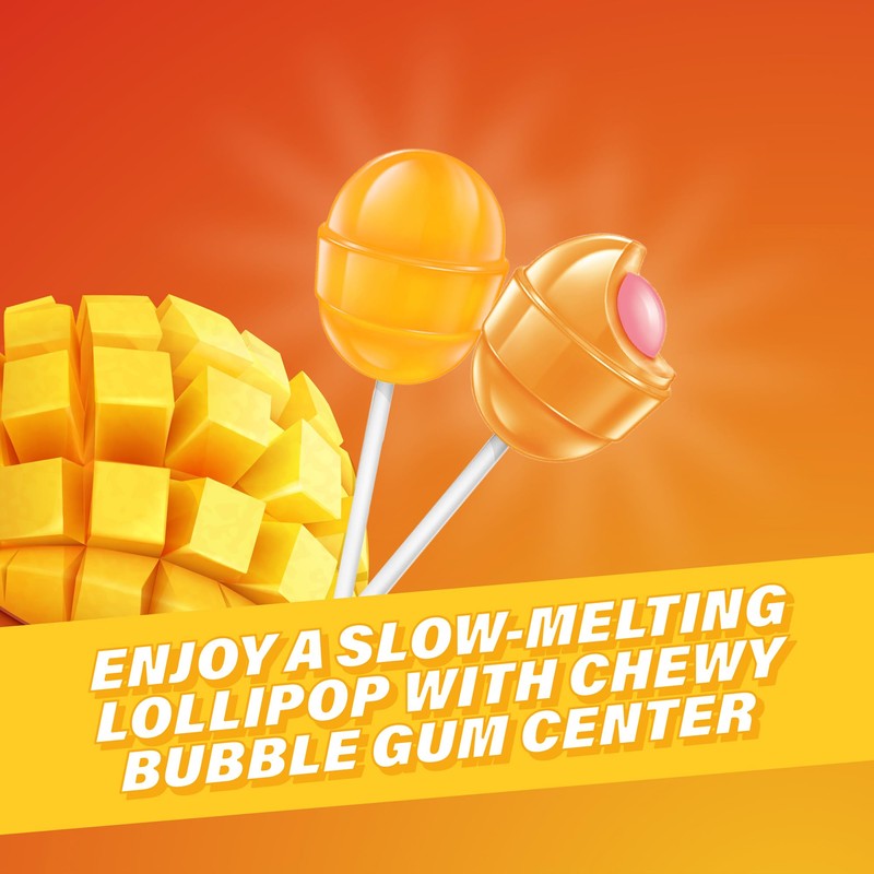 Colombina Bon Bon Bum Lollipops Mango Flavor, 24 Count (Pack