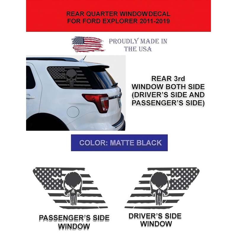 Fit for Ford Explorer 2011-2019 | Precut American Flag Window