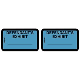 TAB58093 - Legal Exhibit Labels, Defendant, 1-5/8x1, Blue 252 Labels, 2 Packs