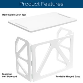 EXCELLO GLOBAL PRODUCTS Stow Away Desk with 30" x 47" Writing Surface: Perfect for Apartments, Dorms, Small Spaces and Work from Home (White)