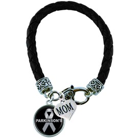 Holly Road Custom Bracelet Parkinson's Awareness Black Leather MOM OR DAD Charm ONLY Jewelry Family