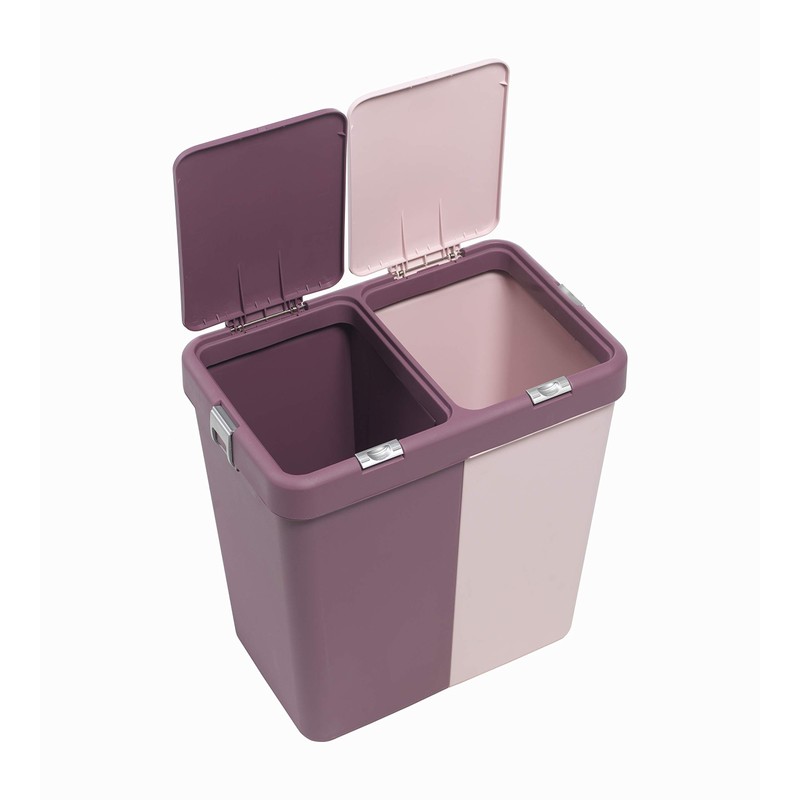 Mabel Home Plastic Laundry Basket with Lid, 2 Sections, Large