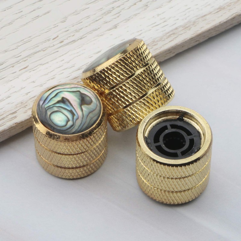 Swhmc 3pcs Gold Electric Guitar Knobs Inlaid Shell Top Knobs