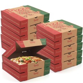 Wokav - 15 cajas de pizza coloridas de 7 pulgadas, cartón corrugado, para llevar y panadería para pizza, pasteles, galletas y más, 7.3 x 7.3 x 1.6 pulgadas