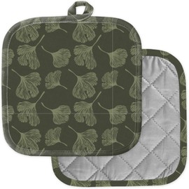[Pack of 2] Pot Holders for Kitchen, Washable Heat Resistant Pot Holders, Hot Pads, Trivet for Cooking and Baking (Gingko Leaves)