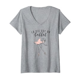 Womens ballet shoes ballet ribbons pointe classic dance Ballerina V-Neck T-Shirt
