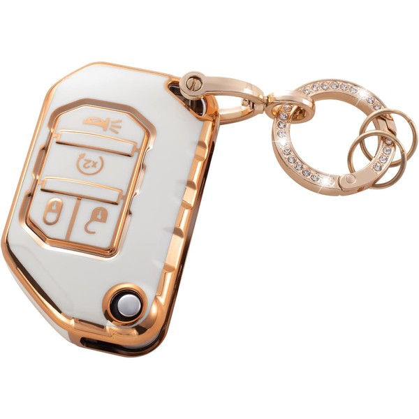 RUABIBAN Key Fob Cover Compatible with Jeep, Soft TPU Key