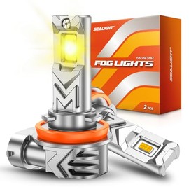 SEALIGHT Focos LED H11/H8/H16 Antiniebla 3500 K Ámbar, 13000 Lm, Paquete de 2