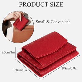 AdiStylinno Small Wallets for Women, Foldable Pocket Mini Wallet Fashion Trifold Wallet with Cash Slot and Card Holders (Red)