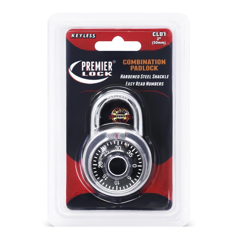 Premier Lock CL01 Wide Combination Padlock, 2-Inch, Stainless Steel