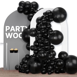 PartyWoo Black Balloons, 120 Pcs Matte Different Sizes Pack 18 Inch 12 Inch 10 Inch 5 Inch for Garland or Arch, Birthday and Party Decorations, Black-Y18