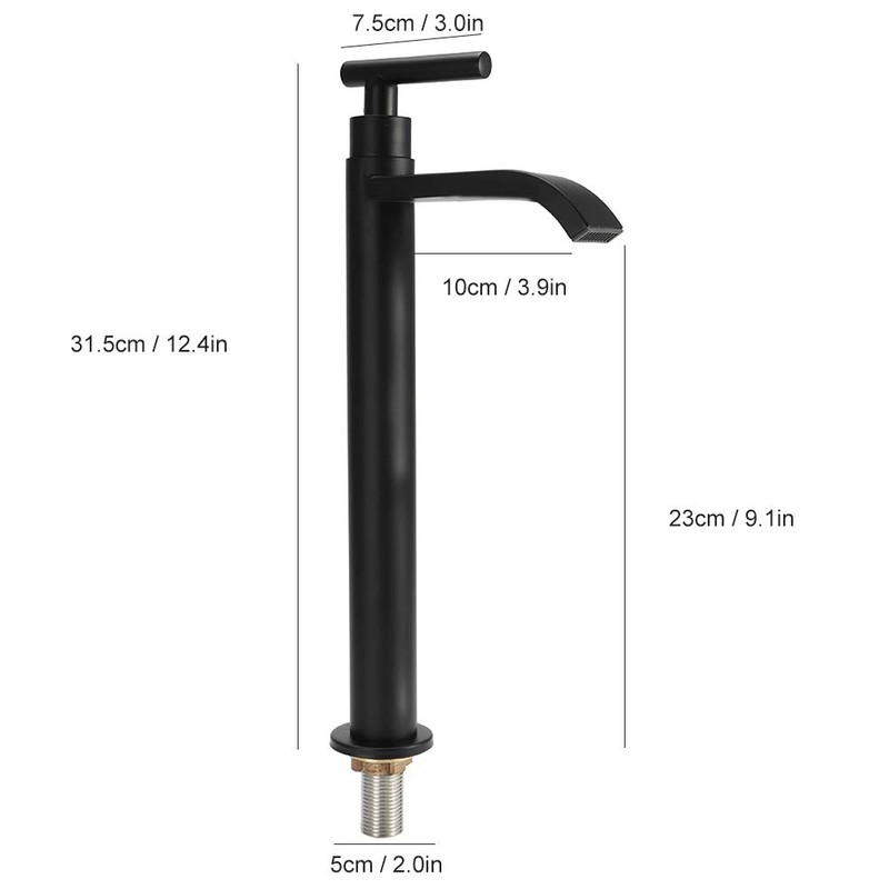 G1/2 304 Stainless Steel Single Cold Water Tap Bathroom Worktop