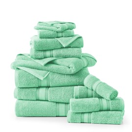 LANE LINEN Luxury Bath Towels Set - 12 Piece Set, 100% CottonBathroom Towels, Zero Twist, Shower Towels, Extra Absorbent Bath Towel, Super Soft, 4 Bath Towels, 4 Hand Towels, 4 Wash Cloths - Aqua Sky