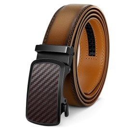 Mens Belt Leather Ratchet Belt For Dress Casual with Adjustable Automatic Buckle 1 3/8"
