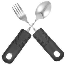 BIUDECO 1Set Elderly Adaptive Utensils Skid Fork Spoon for Trembling Hands Portable Tableware for Seniors for and Patients