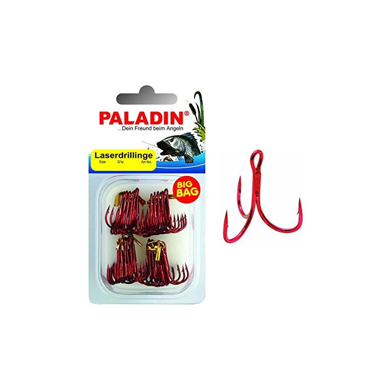 Laser Triplets Red Treble Hooks Large Pack Big Bag 15