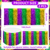 QLINLEAF 2 Pack Mardi Gras Table Skirt Purple Green Gold