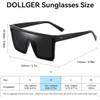 Dollger Retro Square Sunglasses Women Men Large Fashion Flat Top