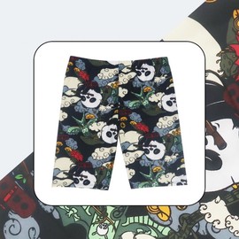 A416 Men's Plus-Size 5-Point Swim Trunks Fashion - New Professional Swimwear 10 Music Panda + XXXL Free Size 120-200 10ea