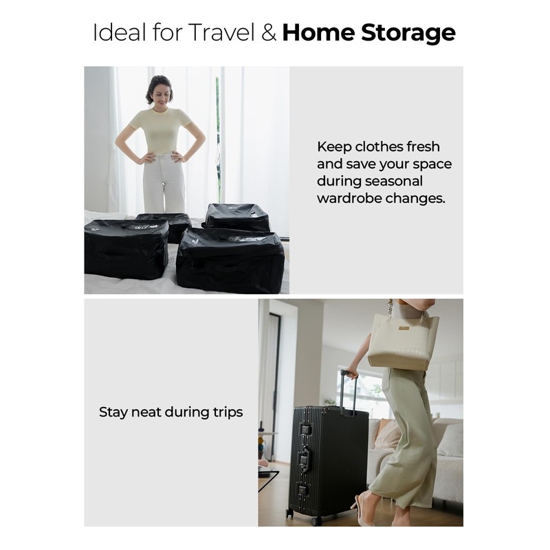 POIXM Vacuum Bags for Travel with Wireless Pump, 180° Open