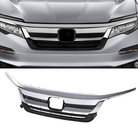 DOTCOM Front Upper Grill w/Molding Trim Fit For Honda Pilot 2019 2020 2021 HO1210158,71150TG7A50 Chrome Plastic Grille