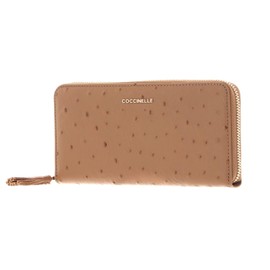 Coccinelle Tassel Ostrich Zip Around Wallet Nocciola, Nocciola, Classic