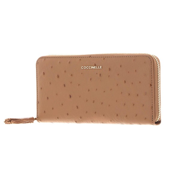 Coccinelle Tassel Ostrich Zip Around Wallet Nocciola, Nocciola, Classic