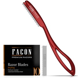 FACON Facn Hair Razors for Cutting Hair - Professional Hair Styling Razor Kit with 11 Replacement Blades, Stainless Steel Hair Cutting Tool for Salon & Home, Premium Hair Thinning Texturizing Faether Razor