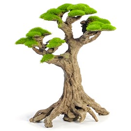 Novelsite Fish Tank Decor- Small Bonsai Trees with Faux Moss- Aquarium Decoration Aqua scaping- Made of Sandstone, Goldfish Betta Fish Tank Decorations