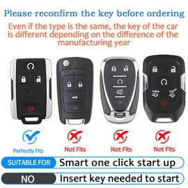 JOYEAR for Keychain with Key Fob Cover Compatible with Silverado Suburban Tahoe Colorado GMC Sierra Yukon Canyon 4-Buttons(Silver-Black)