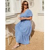 KOJOOIN Women Plus Size V Neck Wrap Maxi Dress High