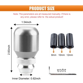 BDZMC Car Telescopic Gear Shift Knob, Aluminum Alloy Car Manual Shift Knob with 3 Threaded Adapters, Adjustable Car Gear Lever Stick Shifter Handle, Car Interior Accessories for Most Vehicle (Silver)