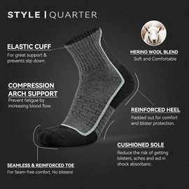 Socks Daze Men's Ankle Best Wool Running Hiking Athletic Socks Womens Multipack Thick Terry Merino Wool Blend Walking jogging Socks for Backpacking Camping, Large, 4 Pairs Multicolor