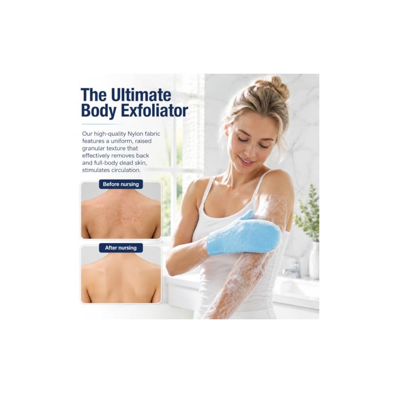 2 Pack Blue Exfoliating Wash Gloves - Body Scrub Mitts